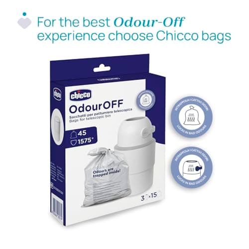 Chicco Telescopic Nappy Bin, Compact Odour Proof, Nappy Disposal, Foldable and Space-Saving Bin, No Need for Refills, Uses Normal Bin Liners, Grey - Image 9