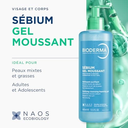 BIODERMA Sébium Gel Moussant – Nettoyant purifiant doux – Élimine l’excès de sébum et les impuretés – Peaux mixtes à grasses – Prescrit par des dermatologues – Flacon-pompe 500 ml - Image 3