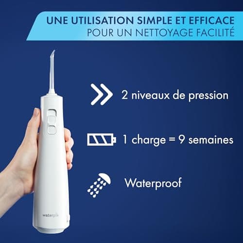 Waterpik WF-20 Pulse, Cordless Water Flosser, Recommended by UFSBD, Rechargeable Dental Jet, Removes Plaque, 2 Pressure Levels, 45 Seconds Cleaning, 2 Tips Included, Waterproof, White - Image 7