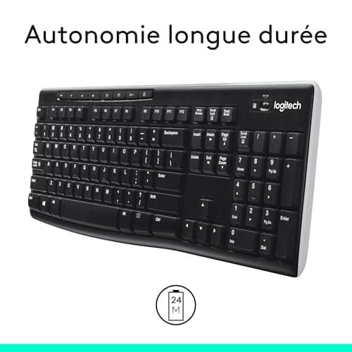 Logitech Wireless Frances Keyboard K270 Inalambrico, Black, 3.2 x 45 x 16 cm - Image 4