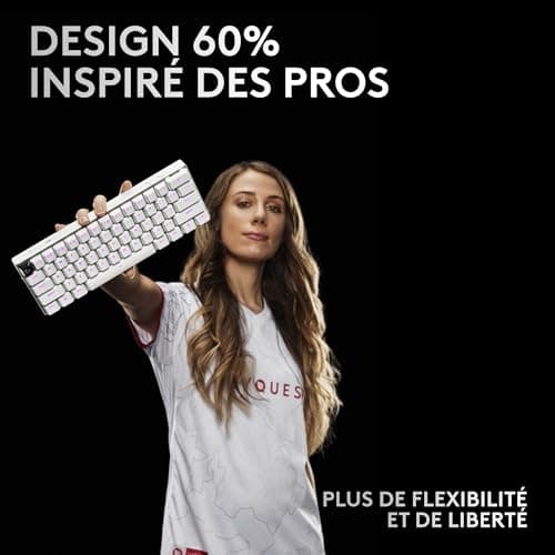 Logitech G Pro X 60 Lightspeed Wireless Gaming Keyboard, Mechanical Compact TKL 60 percent, LIGHTSYNC RGB, Double Layer PBT Keys, Optical GX Touch Switches, Windows PC, AZERTY FR – White - Image 7