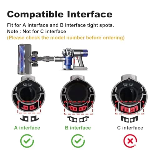 Dyson V6 DC58 DC59 DC61 DC62 DC74 Cordless Vacuum Cleaner Replacement Head V Shape Roller with LED Ideal for Carpet Hard Floors Suitable for A and B Interfaces - Image 4