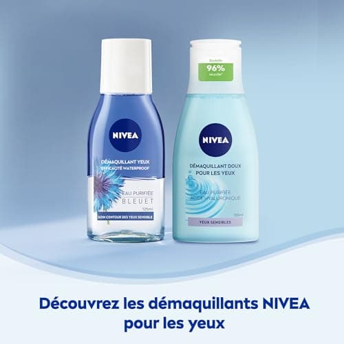 NIVEA Démaquillant Yeux Double Action au Bleuet (1 x 125 ml), nettoyant visage enrichi en eau purifiée, soin visage femme pour tous types de peaux, format voyage - Image 8