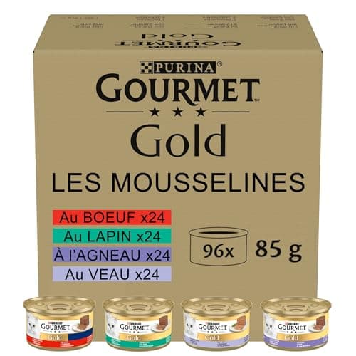 GOURMET | GOLD | Muslin | Cat | Rabbit, Beef, Veal, Lamb | Single Servings | Boxes | 96 x 85g - Image 3