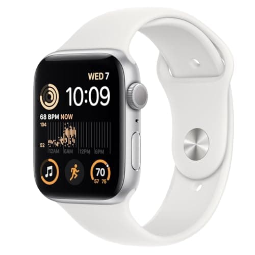 Apple Watch SE (2nd Generation) (GPS, 44mm) Silver Aluminum Case with White Sport Strap - Regular (Refurbished) - Image 2