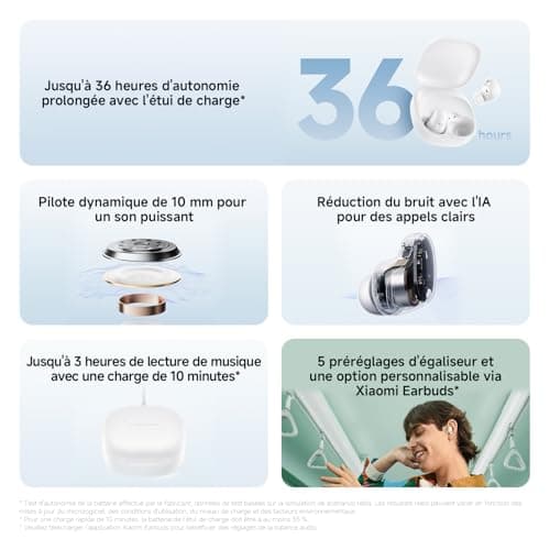 Xiaomi Redmi Buds 6 Play – Wireless Bluetooth Headphones, Bluetooth Headphones, 10 mm Drivers, 5 EQ Modes, Up to 7.5 Hours + 36 Hours Battery Life, 10 min Charge Provides 3 Hours of Music Playback - Image 3