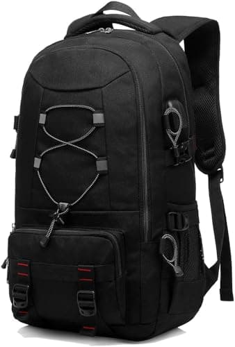Travel Backpack, 45L Waterproof Hiking Large Capacity Laptop Backpack 17.3 Inches Trekking Men Women for Outdoor Sports Camping – Black - Image 2