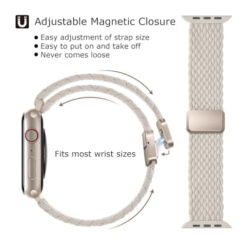 Higgs Braided Bands Compatible with Apple Watch Band 40 mm 41 mm 38 mm 42 mm 44 mm 46 mm 45 mm Ultra 3/2 49 mm Women Men Magnetic Clasp Elastic Nylon for iWatch Series 11 10 9 SE 8 7 6 5 4 3 UK - Image 3