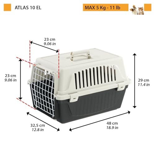 Ferplast Transport Basket for Cats and Dogs up to 5 kg, Laminated Iron Door, 32.5 x 48 x H 29 cm, Black - Image 4