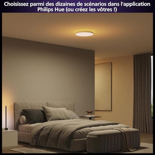 Panneau de plafond connecté Philips Hue Datura (grand rond 57,4 x 57,4 cm) blanc et lumière colorée, compatible Bluetooth, commande vocale avec Alexa, Apple Home et Google Assistant - Image 6