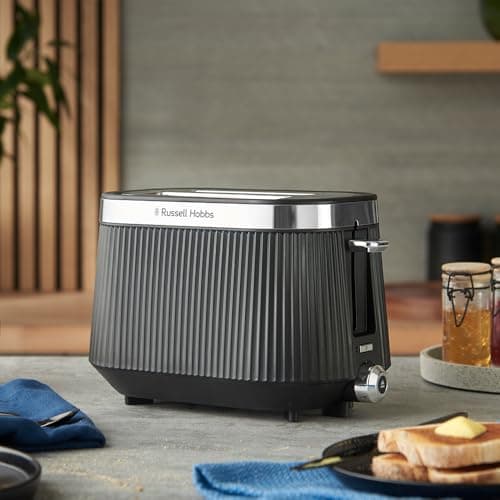 Russell Hobbs Toaster [for 2 slices] Brontë Black (6 settings, matte finish, silver accents, thaw, warming, raising, lift & look, roll holder) 26760-56 - Image 3