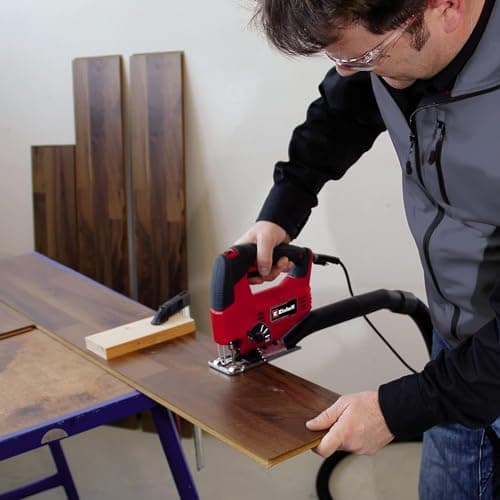 Einhell Jigsaw TC-JS 80/1 Kit (550 W, stroke height 20 mm, pendulum movement, cutting depth 80 mm in wood/10 mm in steel, speed 3,000 rpm, with 3 T-shank blades) - Image 3
