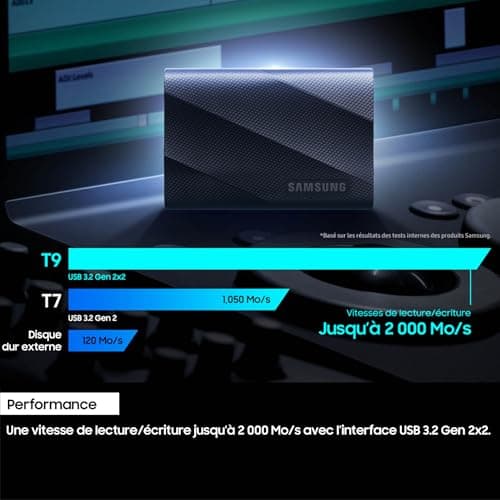 Samsung 1TB T9 Portable External Solid State Drive, Read/Write Speeds up to 2000MB/s¹, USB 3.2 Gen 2x2, Compatible Mac, PC, Android and 12K Cameras, Black, MU-PG1T0B/EU - Image 7