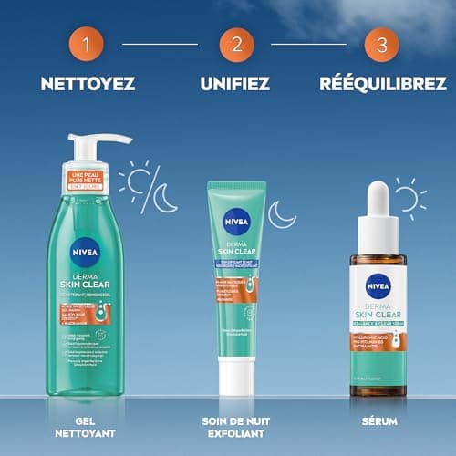 NIVEA Derma Skin Clear Sérum Purifiant et Apaisant (1 x 30 ml) - Sérum visage à l'Acide Hyaluronique, Provitamine B5 & Niacinamide - Soin visage anti points noirs, peaux à imperfections - Image 7