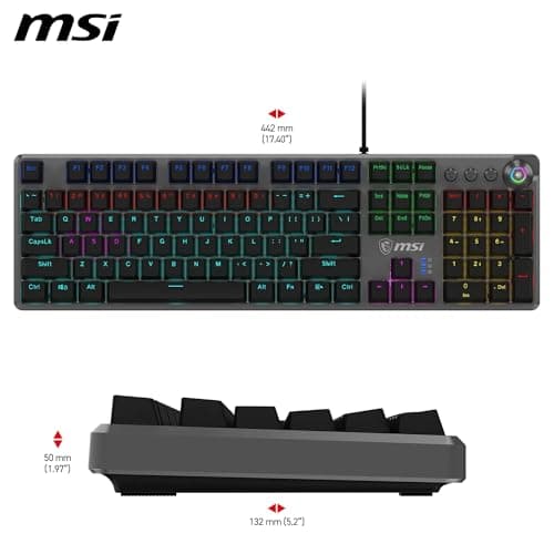 MSI Forge GK310 Mechanical Gaming Keyboard - AZERTY - Interchangeable Red (Linear) Switches, Ergonomic Keys, RGB LED 20 Modes, Removable Magnetic Cover, USB 2.0 - Full Size - Image 8