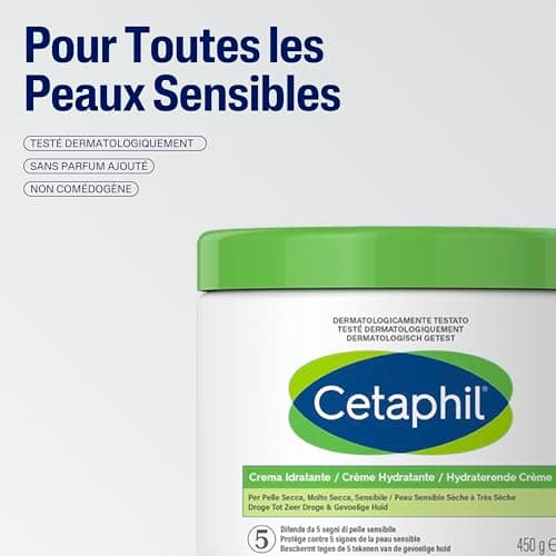 Cetaphil crème hydratante corps, 450g, Visage et corps, peaux sensibles sèches à très sèches, Niacinamide, Panthénol et de la glycérine, sans parfum - Image 5