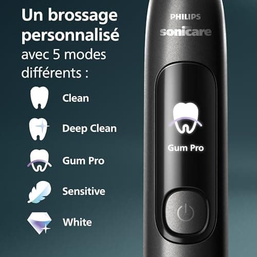 Brosse à dents électrique Philips Sonicare AdvancedClean série limitée – écran intelligent, capteur de pression, tête de brosse de rechange, 5 modes de brossage et SmarTimer, noir, modèle HX3792/11 - Image 7