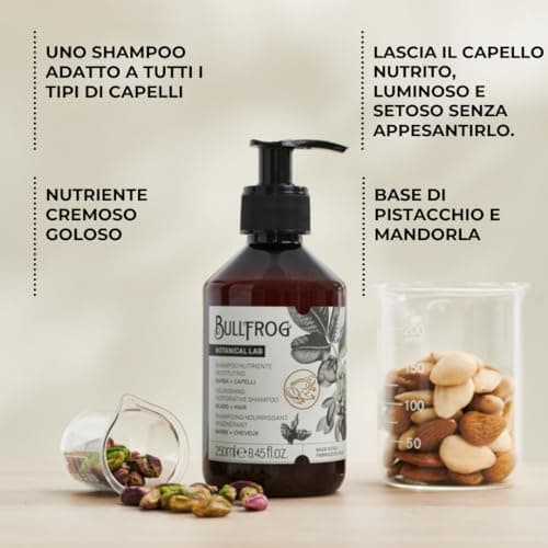 Bullfrog Nourishing Repair Shampoo 250 ml - Shampoo for Hair and Beard - Soothing and Revitalizing Properties - Soft and Gourmet Notes - Made in Italy. - Image 7