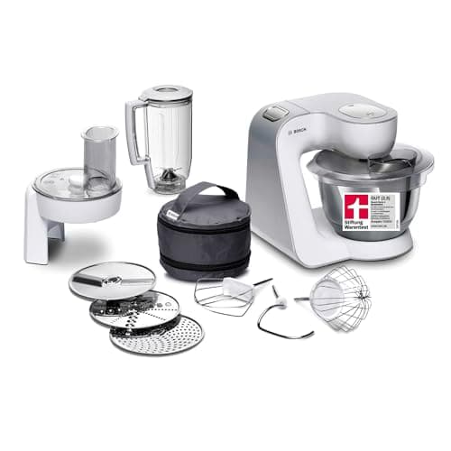 BOSCH MUM58W20 Series 4, Extra Powerful Motor Pastry Processor, 3D Planetary Movement, Mixing Bowl, 7 Speeds + Turbo, 1000 W, White/Silver - Image 2