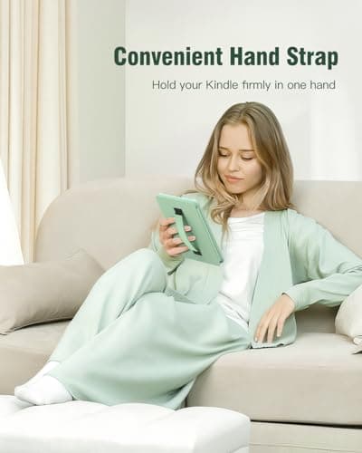 MoKo Case for 6 Inch All-New Kindle (11th Generation - 2024/2022), Lightweight Shell Cover with Handle Strap Auto Wake/Sleep for Kindle 11th Generation 2024 e-Reader, Agave Green - Image 4