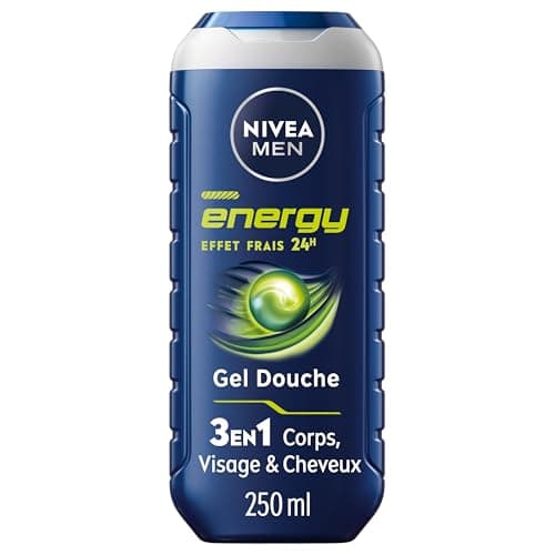 NIVEA MEN Gel Douche Energy (1 x 250 ml) - Soin lavant enrichi en extrait de menthe vivifiante - Gel douche homme 3 EN 1 — Soin nettoyant Corps Visage & Cheveux Vivifiant Effet Fraîcheur 24H - Image 2