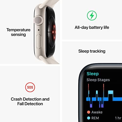 Apple Watch Series 8 (GPS, 45 mm) Alluminium Midnight Case with Midnight Strap, One Size (Refurbished) - Image 6