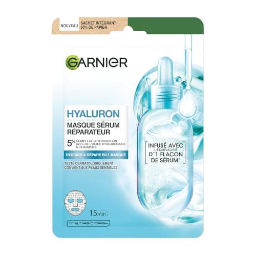 GARNIER Skin Active - Masque Tissu Booster d'Hydratation - Hydrate La Peau En 15 min - Acide Hyaluronique, Glycérine, Aloe Vera - Vegan & Cruelty Free - Tissu Compostable - Peaux Sèches & Sensibles - Image 2