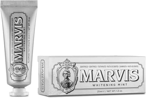 Marvis Dentifrice de voyage Menthe blanchissante, 25 ml, Favorise le blanchiment naturel des dents, Dentifrice antiplaque à la fraîcheur longue durée - Image 3