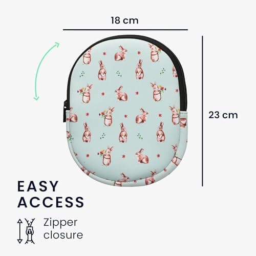 kwmobile Case Compatible with Sony WH-CH520 / WH-CH510 / MDR-ZX110 Soft Neoprene Protective Case for Headphones 21.5 x 16 cm White / Brown / Green Grey - Image 4