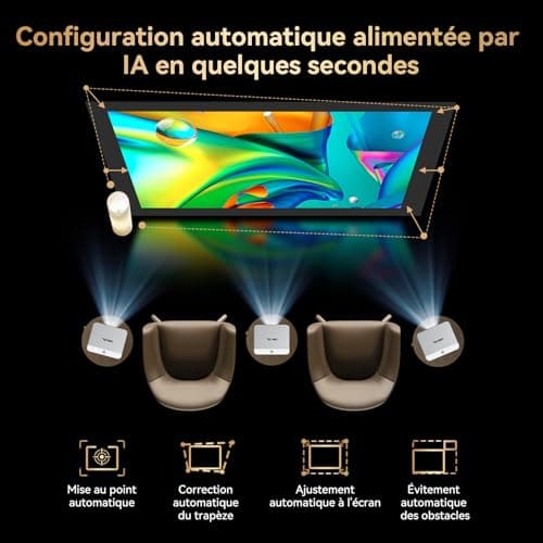 4K Video Projector 【1400 ANSI/Google TV】 Netflix/Disney+ Official, Auto Focus/Keystone Projector WiFi 6 Bluetooth 1080P Native, OSCAL PV800 Pro Video Projector 4K Home Cinema/Outdoor for Phone/PS5 - Image 6