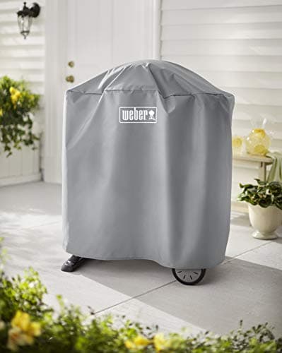 Weber BBQ Cover for Gas Grills Q 1000/2000 with Stand, Lightweight Weatherproof Fabric with Fixing Straps, Grey, 134 x 64 x 88 cm - Image 3