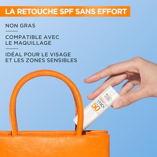 GARNIER Ambre Solaire - Stick Solaire Super UV SPF50+ - Invisible - Protège Des UV Quotidiens - Hydratation 8H - Beurre de Karité & Vitamine E - Vegan & Cruelty Free - Tous Types de Peaux - 9ml - Image 6