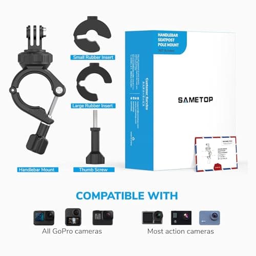 Handlebar Clamp Mount Motorcycle Bike Clamp Mount Tube Mount Compatible with GoPro Hero 13 12 11 10 9 8 7 6 5 Session DJI Action Cameras - 360 Swivel - Image 6