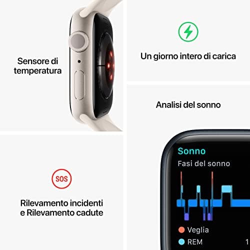 Apple Watch Series 8 (GPS, 41 mm) Aluminium Case with Star Light Sport Bracelet, Regular (Refurbished) - Image 6