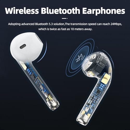 Bluetooth In-Ear Wireless Earbuds, Bluetooth 5.3 Hi-Fi Stereo Sound, Touch Control, Built-in Mic, Noise Reduction, 24 Hours Playtime, for iOS Samsung Android Phone - Image 3