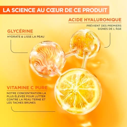 GARNIER Skin Active - Sérum Nuit Booster d’Éclat - Efficace Sur Taches Brunes & Rides - Illumine Le Teint - Vitamine C Pure, Acide Hyaluronique - Vegan & Cruelty Free - Tous Types de Peaux - 30 ml - Image 5