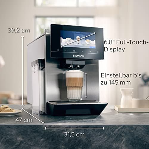 Siemens, EQ900 TQ903D03 Automatic Coffee Machine, App Control, Touch Screen, Barista Mode, AromaBoost, Noise Reduction, Premium Grinder, Steam Cleaning, 1500W, Stainless Steel - Image 3