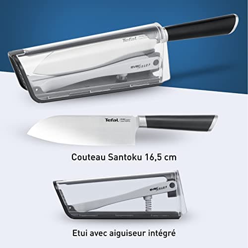 Tefal Santoku Kitchen Knife 16.5 cm, Multi-purpose, Built-in Sharpener, Exclusive Locking Technology, German Stainless Steel, Optimal Sharpness, Innovative Case, Ever Sharp K2579024 - Image 5