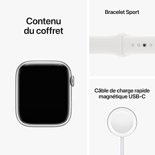 Apple Watch Series 8 (GPS, 45mm) - Silver Aluminum Case with White Sport Strap - Regular (Refurbished) - Image 8