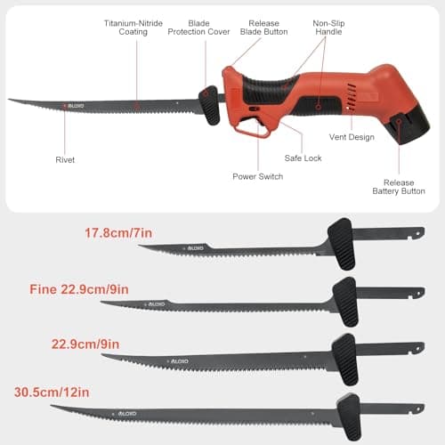VLOXO Electric Fillet Knife, Professional Fish Knife with 4 Stainless Steel TiN Coated Blades and Safety Lock for Meat, Fish, Frozen and Kitchen - Image 4