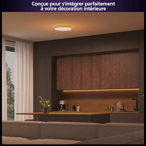 Panneau de plafond connecté Philips Hue Datura (grand rond 57,4 x 57,4 cm) blanc et lumière colorée, compatible Bluetooth, commande vocale avec Alexa, Apple Home et Google Assistant - Image 4