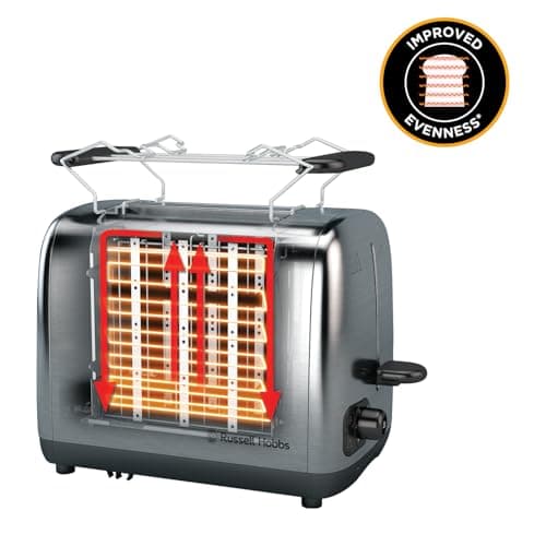 Russell Hobbs Toaster for 2 Slices Adventure Stainless Steel (2 Extra Large Slots, 6 Levels of Fast Burning, Raising & Control, Thaws, Bakery Warmer, 850W) Toaster 24080-56 - Image 7