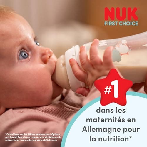 NUK First Choice Baby Bottle | 3+ Months | 300ml | Anti-Colic Bottle | PP | Temperature Control Indicator | Whale | Pack of 1 - Image 3