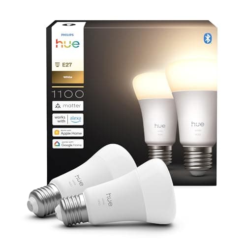 Philips Hue Ampoule LED connectée A60, Lumière blanche chaude 2700 K, Culot E27, 9,5 W, 1100 lumens, Intensité variable, Compatible avec Alexa, Google Assistant et Apple Home, pack de 2 - Image 3