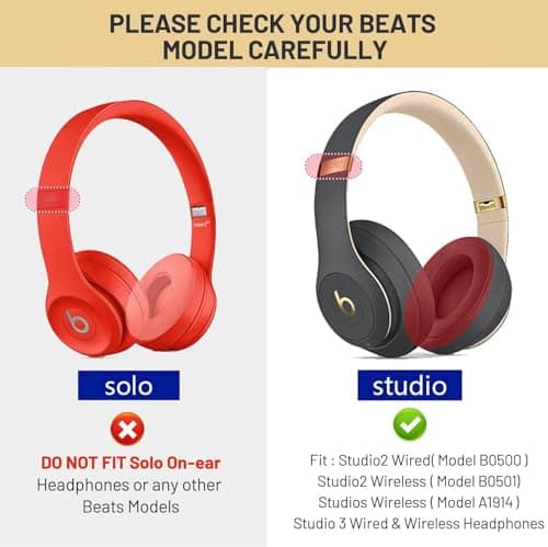 Studio 3-Pack Replacement Earpads for Beats Studio 2 & Studio 3 Headphones Wired & Wireless, Studio 3.0 2.0 Memory Foam Earpads with Soft Protein Leather Replacement Parts - Ombre Gray - Image 4