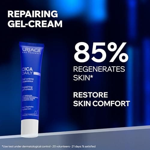 Uriage Bariederm-Cica Daily Gel-Crème Réparateur - Acide Hyaluronique, Centella Asiatica, Prébiotique - Stimule la Réparation de la Peau, Réequilibre le Microbiome - Non Parfumé, Non Comédogène - 40ml - Image 3