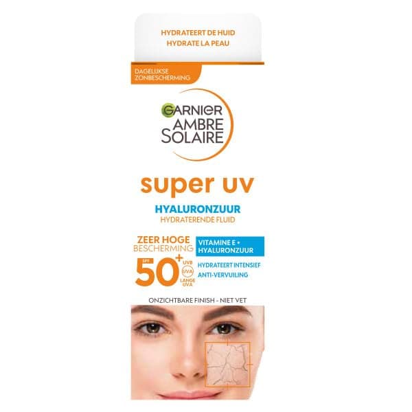 GARNIER Ambre Solaire - Fluide Super UV - Crème Solaire Visage SPF 50+ - Hydratation 24H - Acide Hyaluronique & Vitamine E - Vegan & Cruelty Free - Tous Types de Peaux - Homme/Femme - 40 ml - Image 4