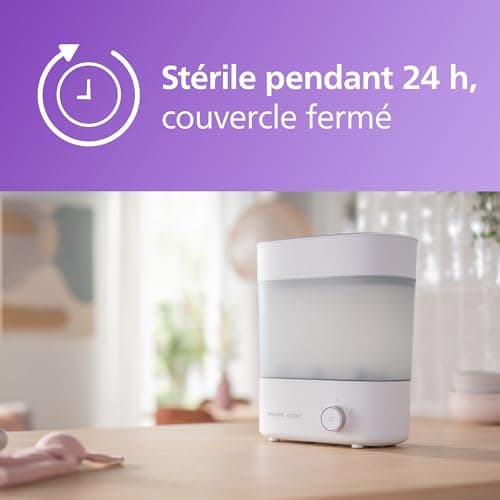 Philips Avent Premium stérilisateur et sèche-biberon, élimine 99,9 % des bactéries, sans produits chimiques, capacité de 6 biberons/tétines/accessoires, modèle SCF293/00 - Image 5