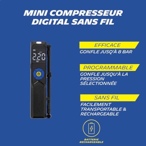 MICHELIN 009528 Mini Wireless Compressor – Rechargeable Lithium Battery 2500 mAh – 10 Bars – Programmable Pressure – Portable Electric Inflator – Presta, Schrader Tips, Balloons - Image 5