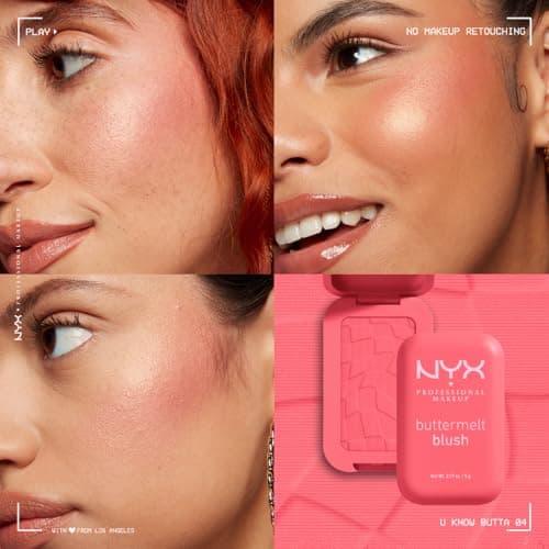 NYX PROFESSIONAL MAKEUP - Blush en Poudre, enrichi en beurre de mangue, beurre d'amande & beure de karité - Texture Fondante - Formule Vegan - Buttermelt Blush, Teinte : U Know Butta - Image 8